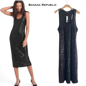 Sequin Tank Dress Banana Republic Holiday bias cut sequin sleeveless midi dress